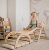 Montessori-Kletterdreieck 4-in-1 für Babys: Pikler-Dreieck, Kletterbogen, Rutsche und Kissen für Kleinkinder